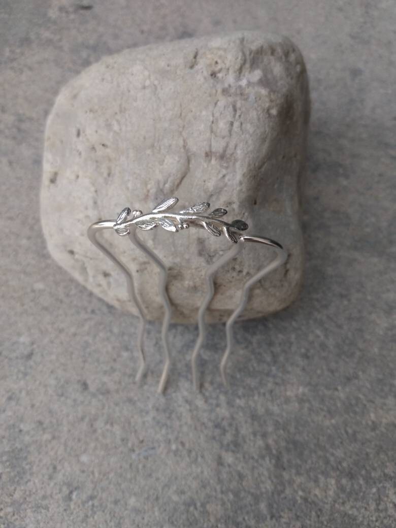 Preorder Small Twig Branch Hair Prong Gold Leaf Rose Silver Leaves Jewelry Leaves Accessory Boho Nature Inspired Fork Silver Hair Pin