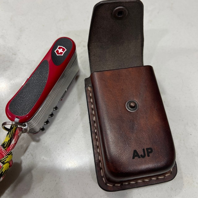 Personalized Leather knife sheath for Swiss Army multitool – DMleather