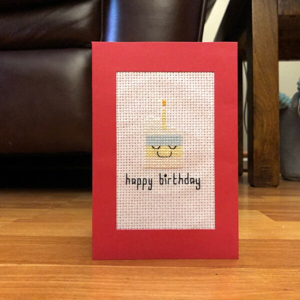 Birthday Cake Card Cross Stitch Pattern - Happy Birthday - Instant ...
