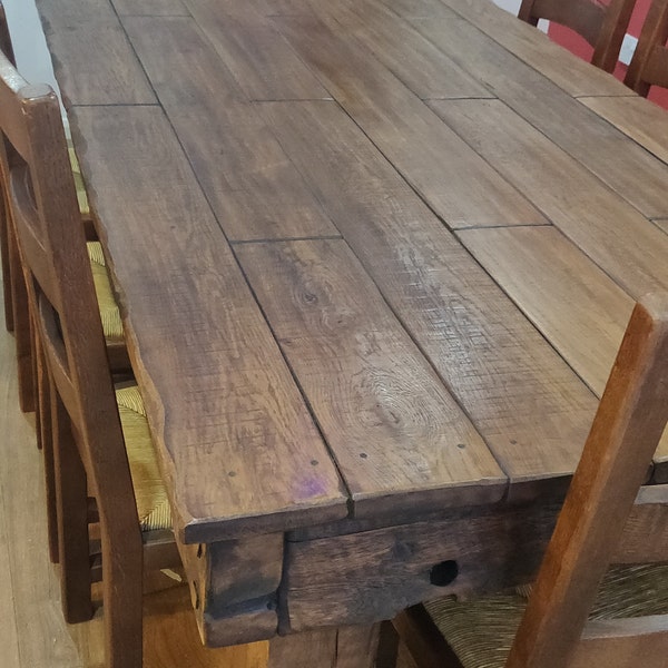 Chunky Rustic Dining Table Made From Old French Oak. - Etsy