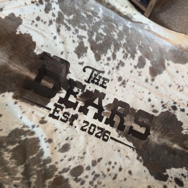 Branded Cattle Rug Engraved Cowhide Rug: Personalized Wedding Decor, Branded Logo, Branded ...