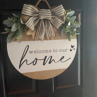 Front Door Decor, Welcome to Our Home, Front Door Wreath, Housewarming ...