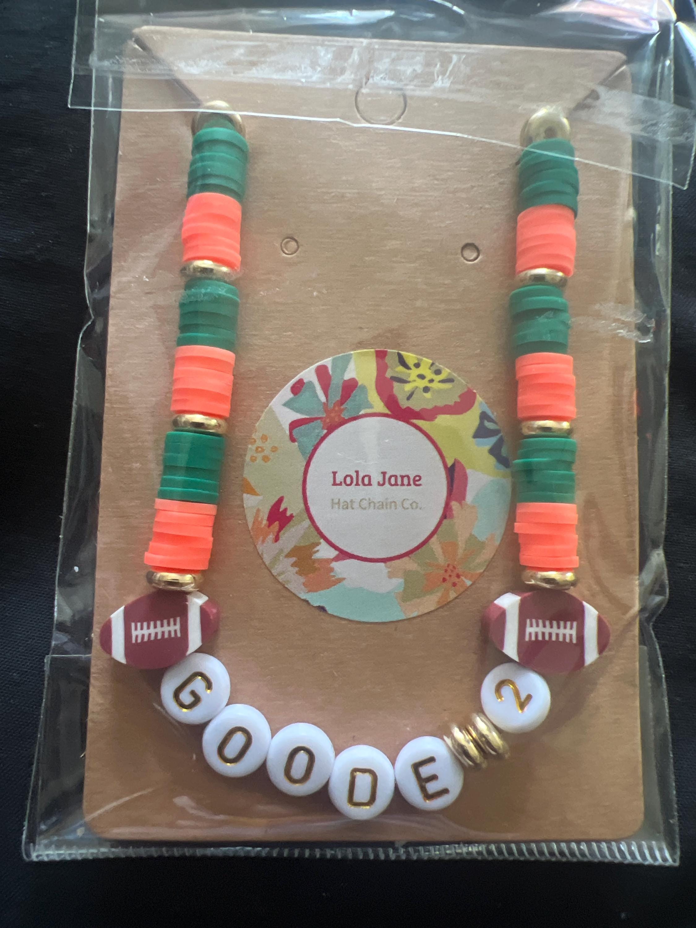 Beaded sports team saying trucker hat chain