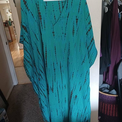 Teal Zodiac Pattern Polyester Kaftan For Plus Size Women