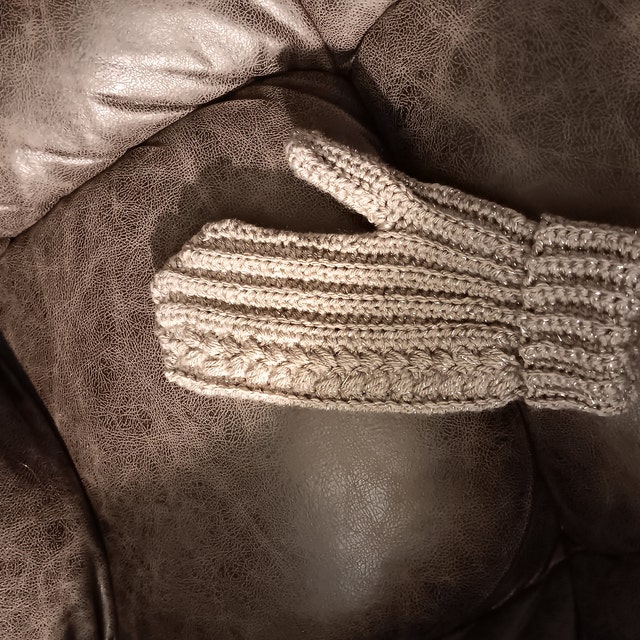 A customer's finished Autumn Wheat Mittens Crochet Pattern