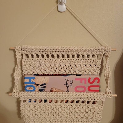 Boho Book Nook Crochet Pattern, Crochet Wall Hanging Pattern, Crochet Hanging Basket, Wall ...