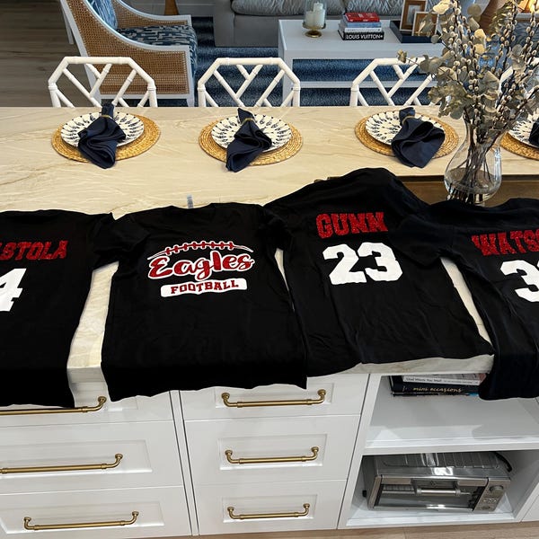 Custom Name & Number Football Mom Shirt With Multiple Colors, Double Sides Printed Game Day T-Shirt/Sweatshirt, Sports Gift For Football Mom/Fan/Women