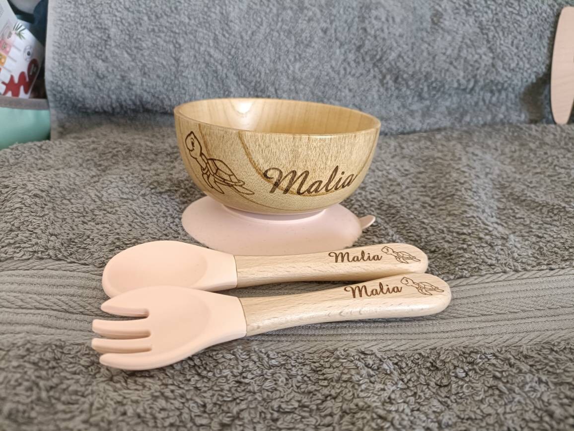 Personalized baby bowl and cutlery