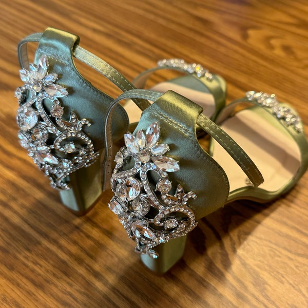 Sage Green Wedding Shoes Sage Green Bridal Shoes Pearl and Crystal