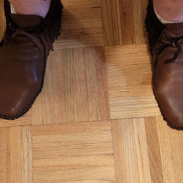 RARE Custom Handmade Elk Moccasins with Horn Buttons 6-6.5
