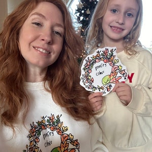 EMBROIDERED Custom Kids Photo Drawing Tshirt Sweatshirt as a Personalized Unique Special Gift for Moms, Dads, Aunts, Sisters