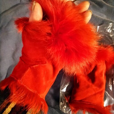 black fox fur slides