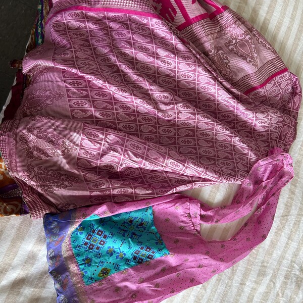 Goddess/Maxi Length Up-Cycled Reversible Sari Wrap Skirt #42 main image 0