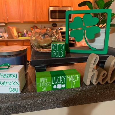 St Patricks Day Tiered Tray Decor Mini Book Stack St Patricks Blocks