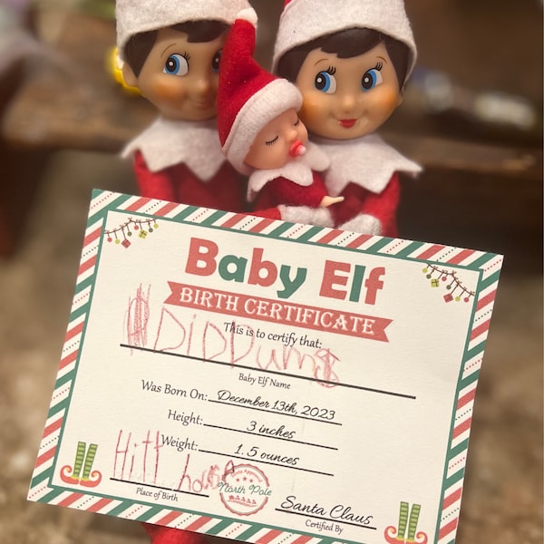 Baby Elf Birth Certificate Printable Editable Baby Elf Print at Baby Elf Birth Certificate Printable Editable Baby Elf Print at