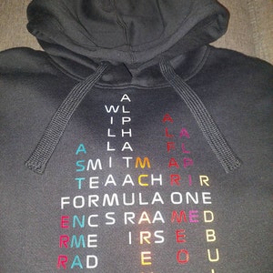 F1 Nombre del equipo Crucigrama Sudadera con capucha Etsy M xico