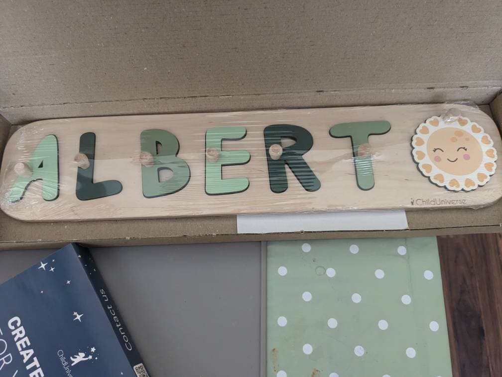 New Baby Gift Wood Name Puzzle for Toddler Montessori Puzzle, First Birthday Gift for Baby Boy Baby Girl, Wooden Toys, Custom Gift for Kids