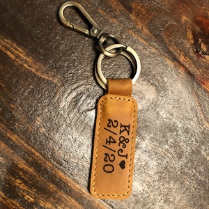 Leather Keyring Birthday Name Optional Engraving Shane