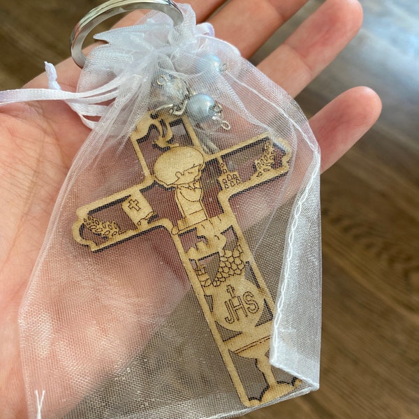 12 Pcs First Communion Wood Keychain Favor for Boys Girls Gift for ...