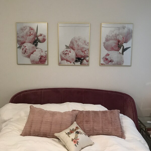 Peony Wall Art, Peony Print Set of 3, Blush Pink Wall Art, Botanical ...