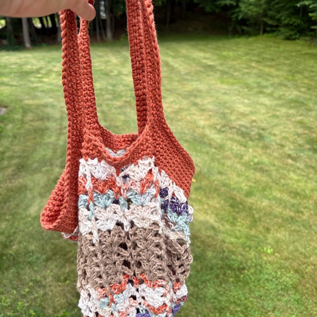 A customer's finished Willow Mesh Market Bag Crochet Pattern + Video Tutorial