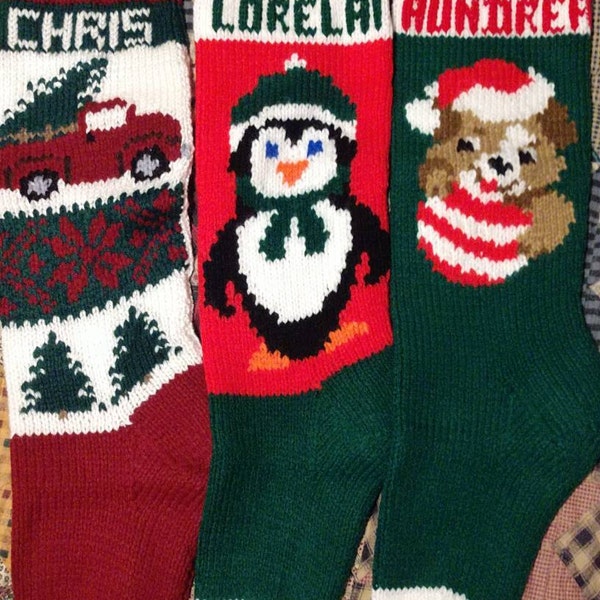 Canine Christmas Stocking- Hand Knit 100% Wool Dog Design main image 1
