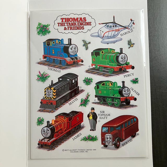 Vintage 1980s 1990s 2000s Hallmark Sticker Sheet: Thomas the Tank