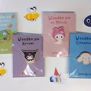 Kuromi Wooden Pin Badge Original Gift Inspired Fanart | Eco ...