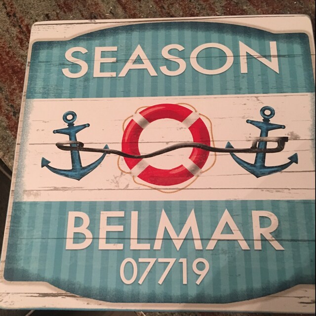 Jersey Shore Belmar Beach Badge Wood Sign // Etsy
