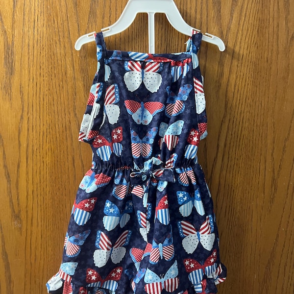 Pattern Puff Sleeve Romper Jumpsuit With Belt main image 1