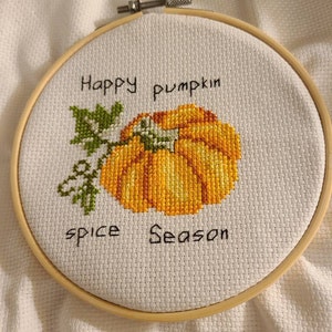 Halloween Cross Stitch Kit. Happy Pumpkin Spice Season Kit. Pumpkin Cross  Stitch Kit. Beginner Cross Stitch Kits. Funny Cross Stitch Kit. 