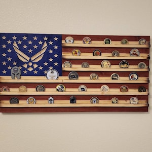 Military Challenge Coin Display Rack US Wood Flag for Air Force - Etsy