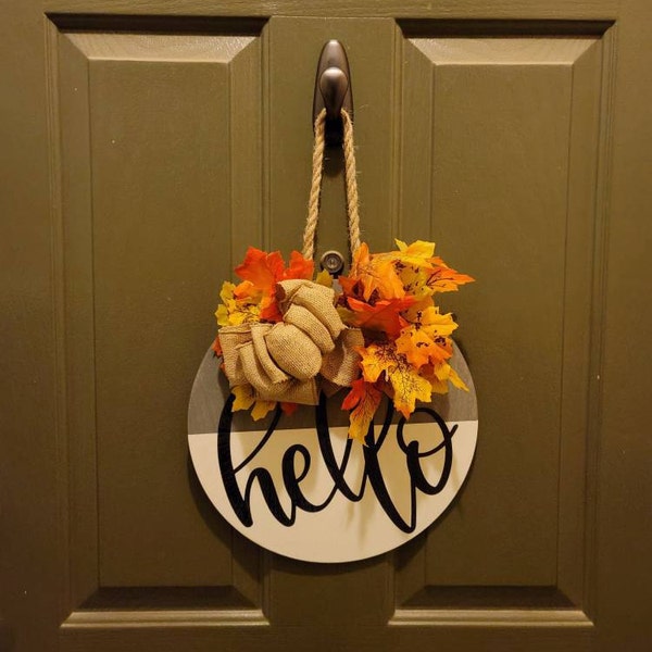 Fall Front Door Decor, Thanksgiving Hello Fall, Wall Hanger, Fall Decor ...