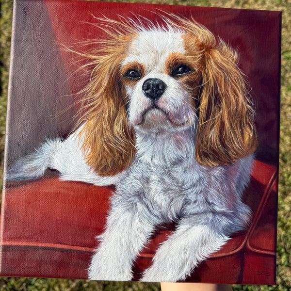 Custom Pet Portrait Oil Painting on Canvas, Personalized Dog Cat ...