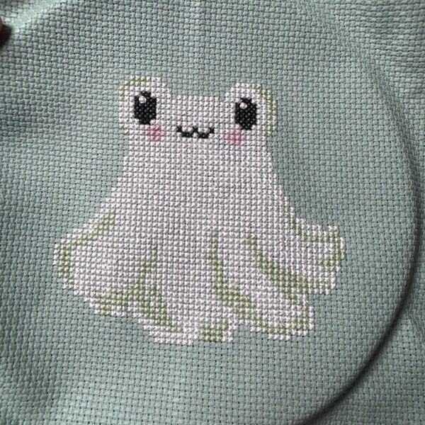 Frog Ghost Cross Stitch Pattern PDF - Kawaii Spooky Autumn Mini Fall ...