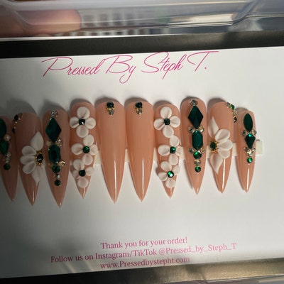 Birthday Glam Luxury Nails Marble Nails French Nails - Etsy