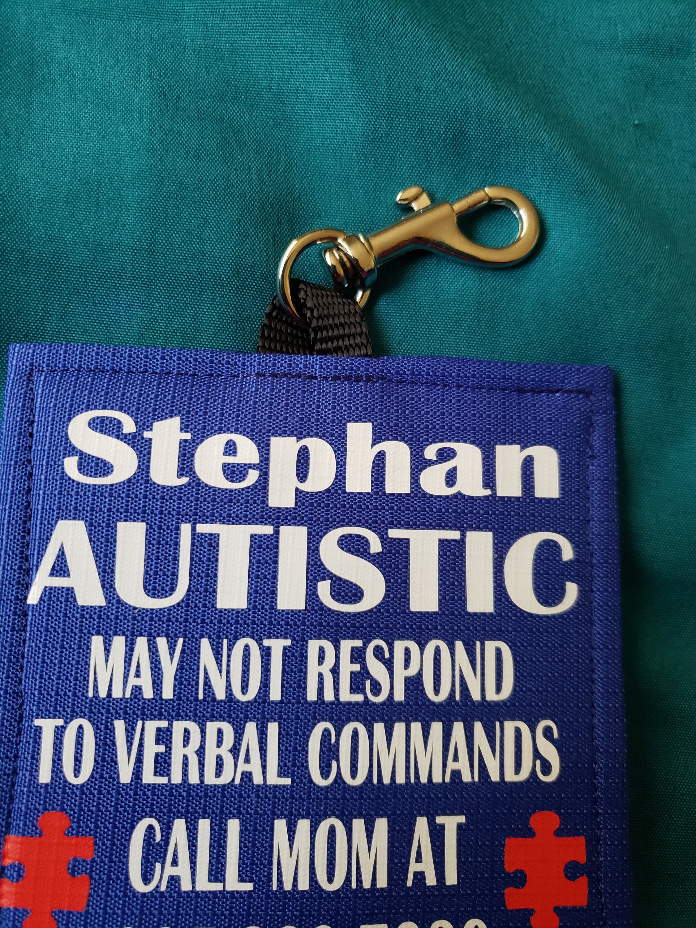 Autism Alert Hang Tag, Personalized Medical Alert Hanging Patches