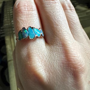 Customer photo from Heather, 5 Stone Raw Opal Ring in Yellow Gold