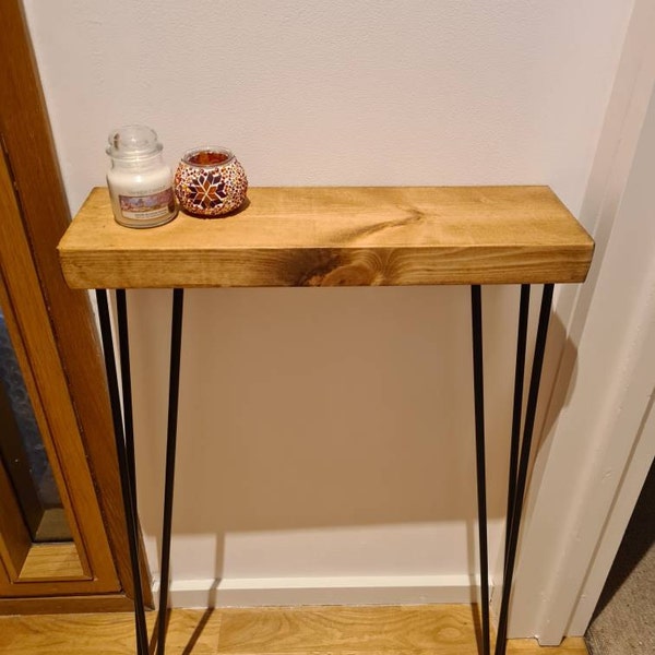 RUSTIC Console Table SLIMLINE With Hair Pin Legs | Reclaimed Timber ...