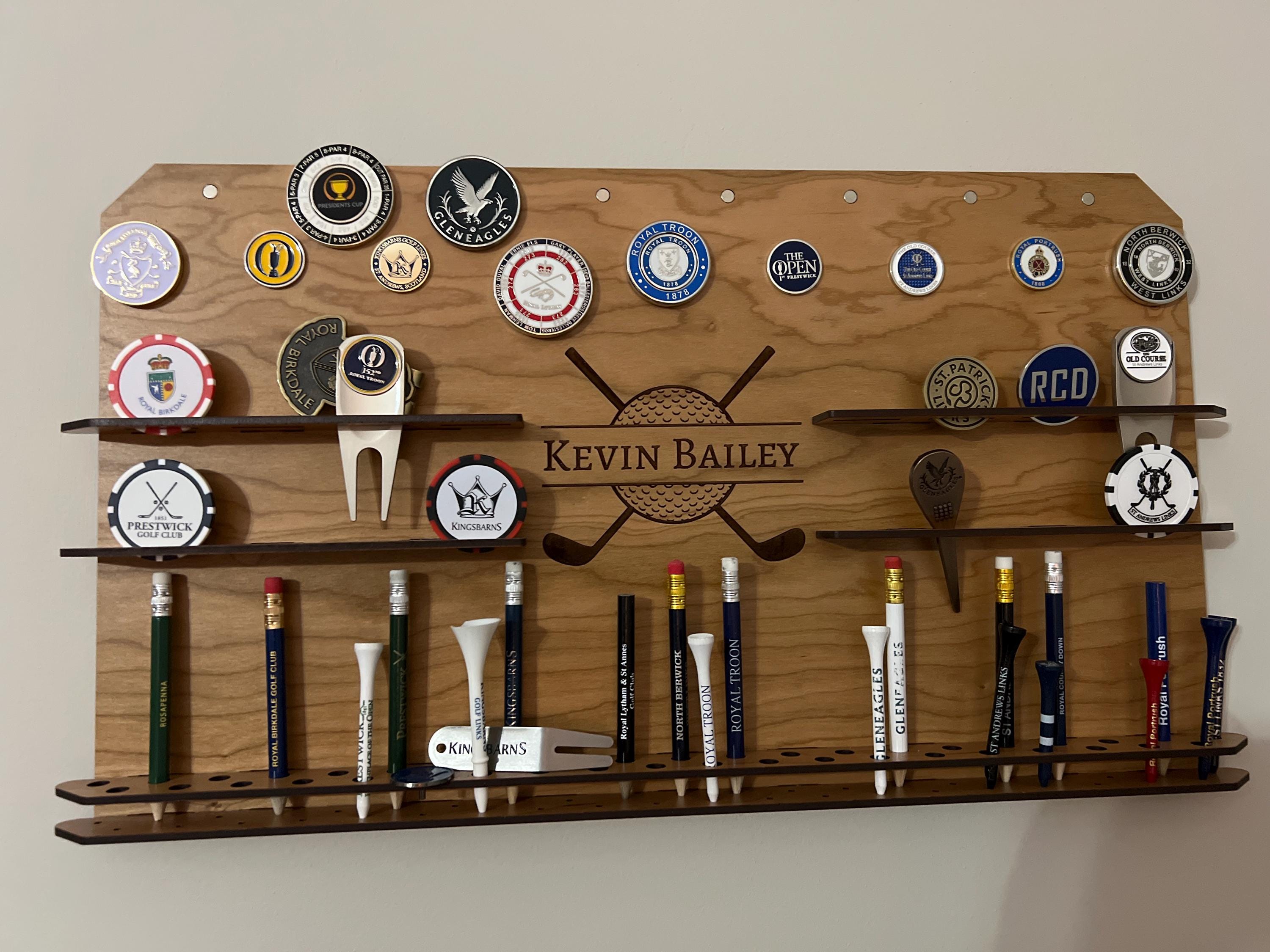 Personalized Golf Ball Marker, Poker Chip and Golf Pencil Display - Unique Golf Gift for Him - Golf Gifts for Dad - Unique Golf Gift