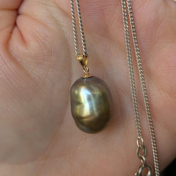 Genuine South Sea Pearl & 925 Silver Pendant Necklace - June Birthstone, Customizable