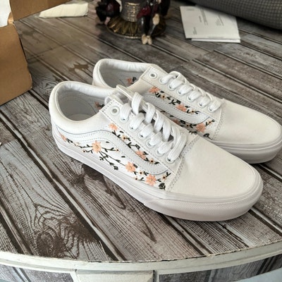 Wedding Shoes/ Embroidered Sneakers/custom Vans Shoes/ Embroidered ...