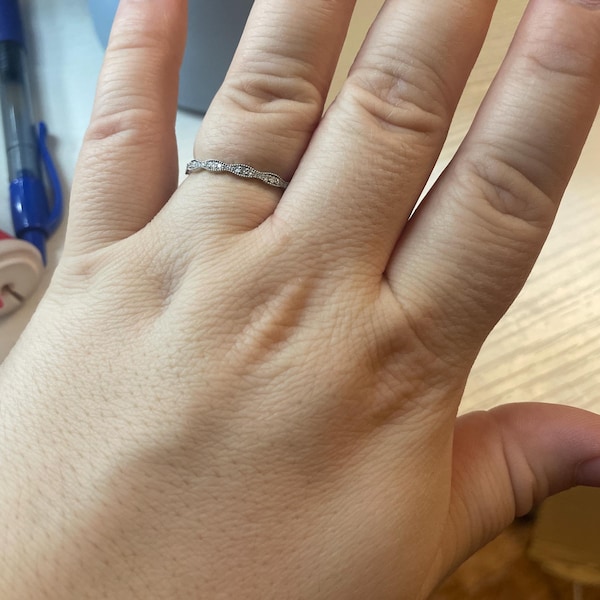 Full Eternity Wedding Band Round Cut Moissanite, 14K Gold Eternity Ring ...