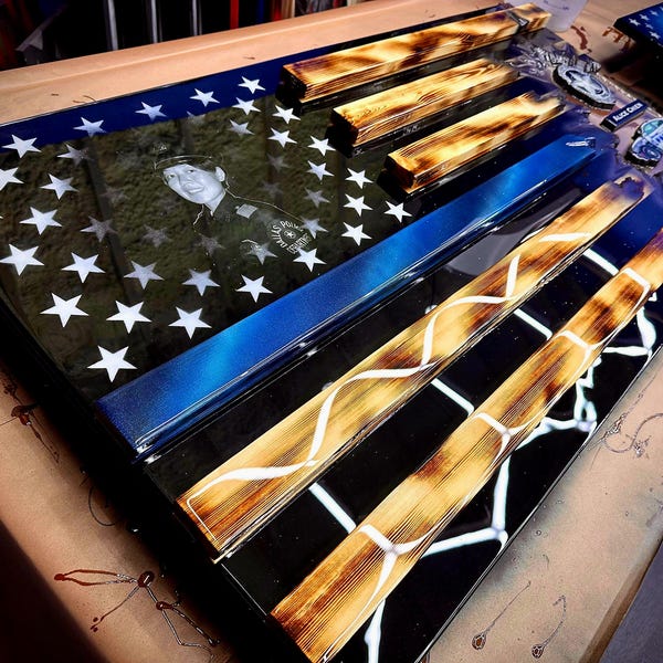 WAVY EPOXY Police Thin Blue Line Flag! - Made to Order - No Cnc -custom ...