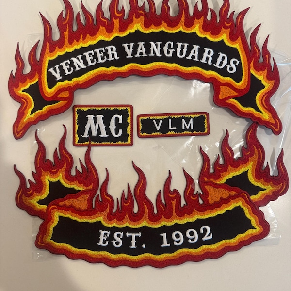 Custom Biker Rocker Patches – Personalized Flame Back Patch Set for ...