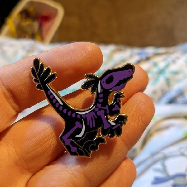 Velociraptor - Raptor Enamel Pin Skeleton Candy Themed Lapel Pin Blue ...