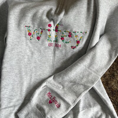 Wifey Glitter Applique Embroidered Sweatshirt main image 1