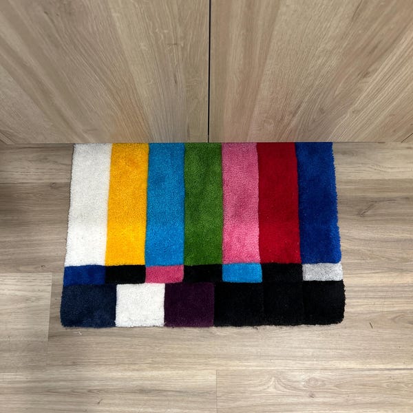 Handmade Tufted Rug, TV Error Rug, Modern Home Decor, TV No Signal Rug ...