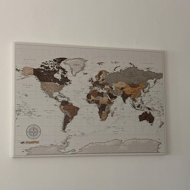 Carte Du Monde En Liège à épingler 150x100cm - Personnalisable Avec Texte - 100 Punaises Incluses - Décoration Voyage