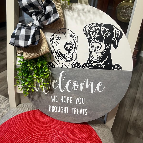 Pet Welcome Sign/ Pet Door Sign/ Dog Door Sign/pet Portrait Wreath/ Dog ...